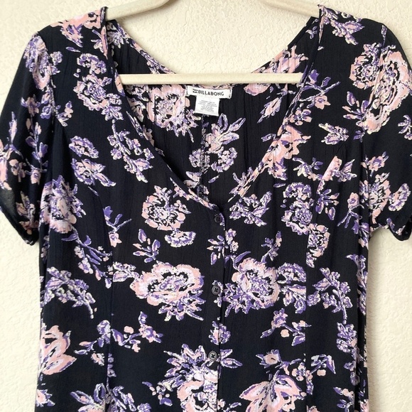 Billabong Boho Festival Frenzy Floral Print Button Front Romper Beachy - Picture 4 of 10